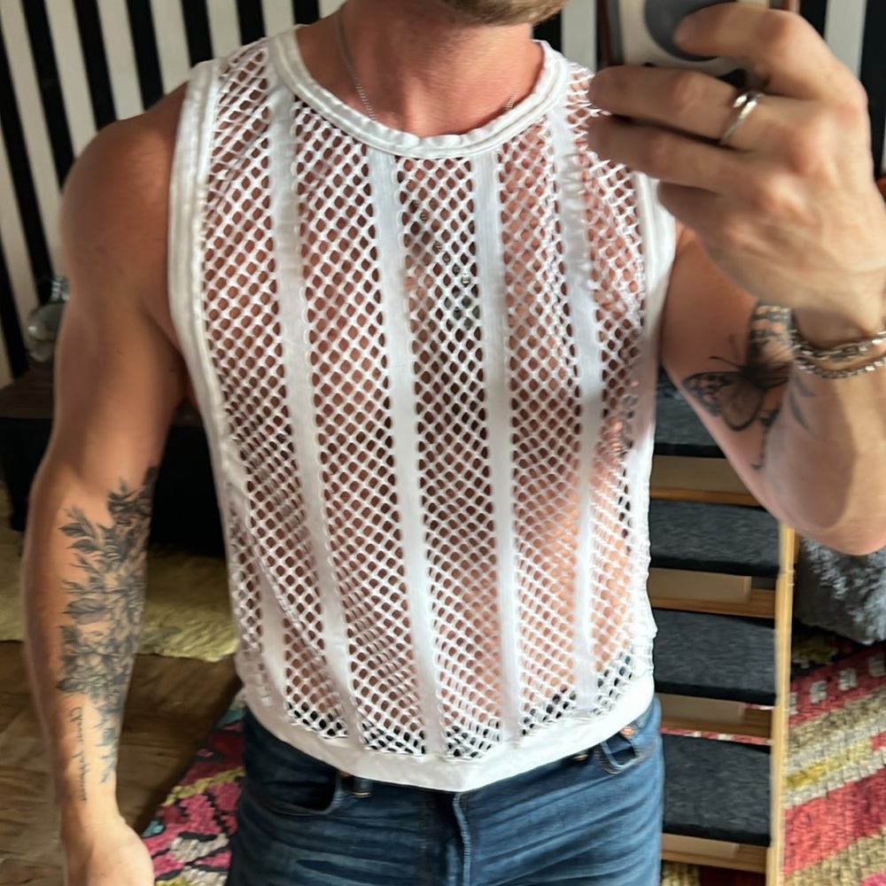 White Mesh Tank Top